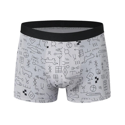 4/10piece Set Of European And American Men's Fashionable Printed Boxer Shorts Loose Oversized Elastic Waist Underwear Base Short