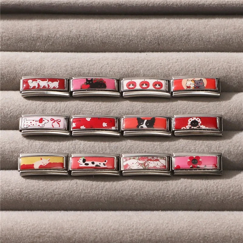 Wholesale Cute Animal Swimming Dogs Cats Sheep Charm Bracelet Fit 9mm Bracelet Stainless Steel Italian Links Making DIY Jewelrys