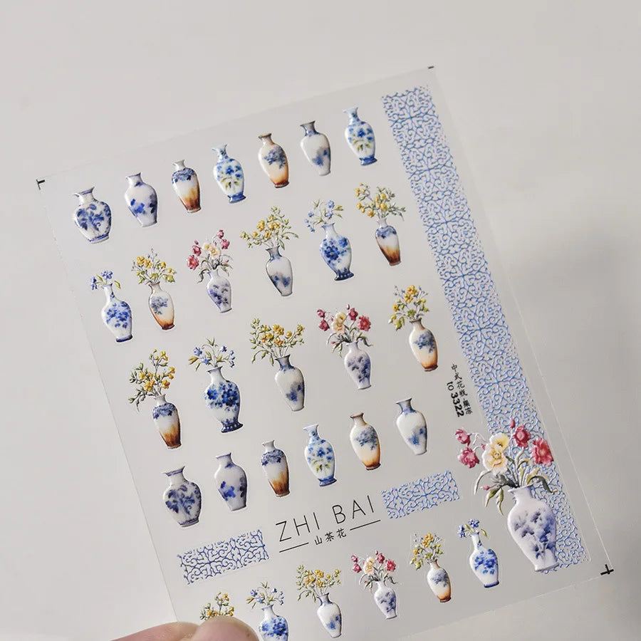 Line Flower Powder Blusher Love Heart High Quality Jelly Series Adhesive Nail Sticker Nail Art Decoration Decals Design T-2830