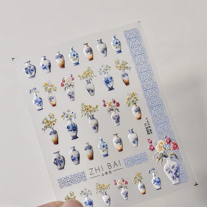 Line Flower Powder Blusher Love Heart High Quality Jelly Series Adhesive Nail Sticker Nail Art Decoration Decals Design T-2830