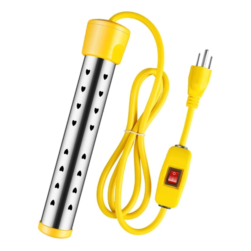 Fast Acting Heater 1500W Electric Water Heater Stainless Steel Texture Home and Office Travel Heater Suitable for Pools