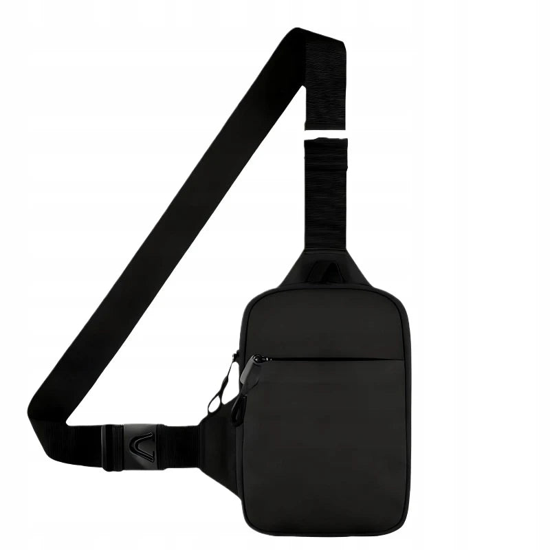 Minimalist Men Mini Sling Bag Tactical Techwear Crossbody Chest Pack Waterproof Matte Black Sport Shoulder Purse with Quick Release Buckle