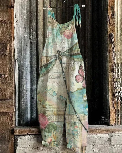 Women Jumpsuits Overalls Sleeveless Slash Neck Print Floral Wide Leg Pants High Street Autumn 2026 Casual Loose Backless