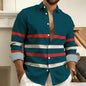 Striped Printed Men's Long Sleeved Shirt, Casual and Comfortable, Fashionable and Trendy, Street Outdoor, Soft Fabric