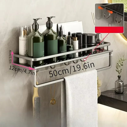 Shower Shelf No Drill Wall Mount with Removable Hook Self-Adhesive Quick Drain Shelf for Bathroom and Kitchen Bathroom Shelf