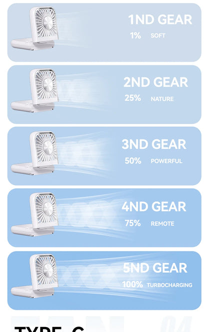 Multifunction Foldable Hand Fan USB Charging Mini Portable Hanging Neck Air Cooling Fan Semiconductor Refrigeration Small Fan