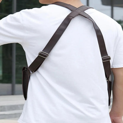 Double Shoulder Strap Multi-Pocket Outdoor Anti-Theft Tactical Fishing Bag Waterproof PU Multi-Purpose Men's Crossbody Bags