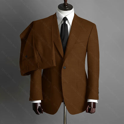 Fashion Gray Men Suits High-end Single Breasted Wedding Tuxedo Business Casual Office Male Suit Slim 2 Piece (Blazer+Pants)