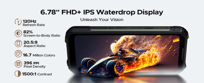 DOOGEE V Max LR 5G Rugged Phone Laser Rangefinder Dual Camping Lights 16GB 512GB ROM 6.78'' Display 20500mAh Battery Smartphone