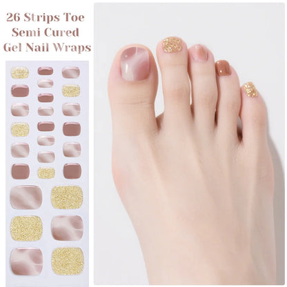 Gradient Auroras Semi Cured Gel Nail Strips Sparkly Shinning DIY Gel Polish Stickers for Nails Works with UV/LED Nail Lamps