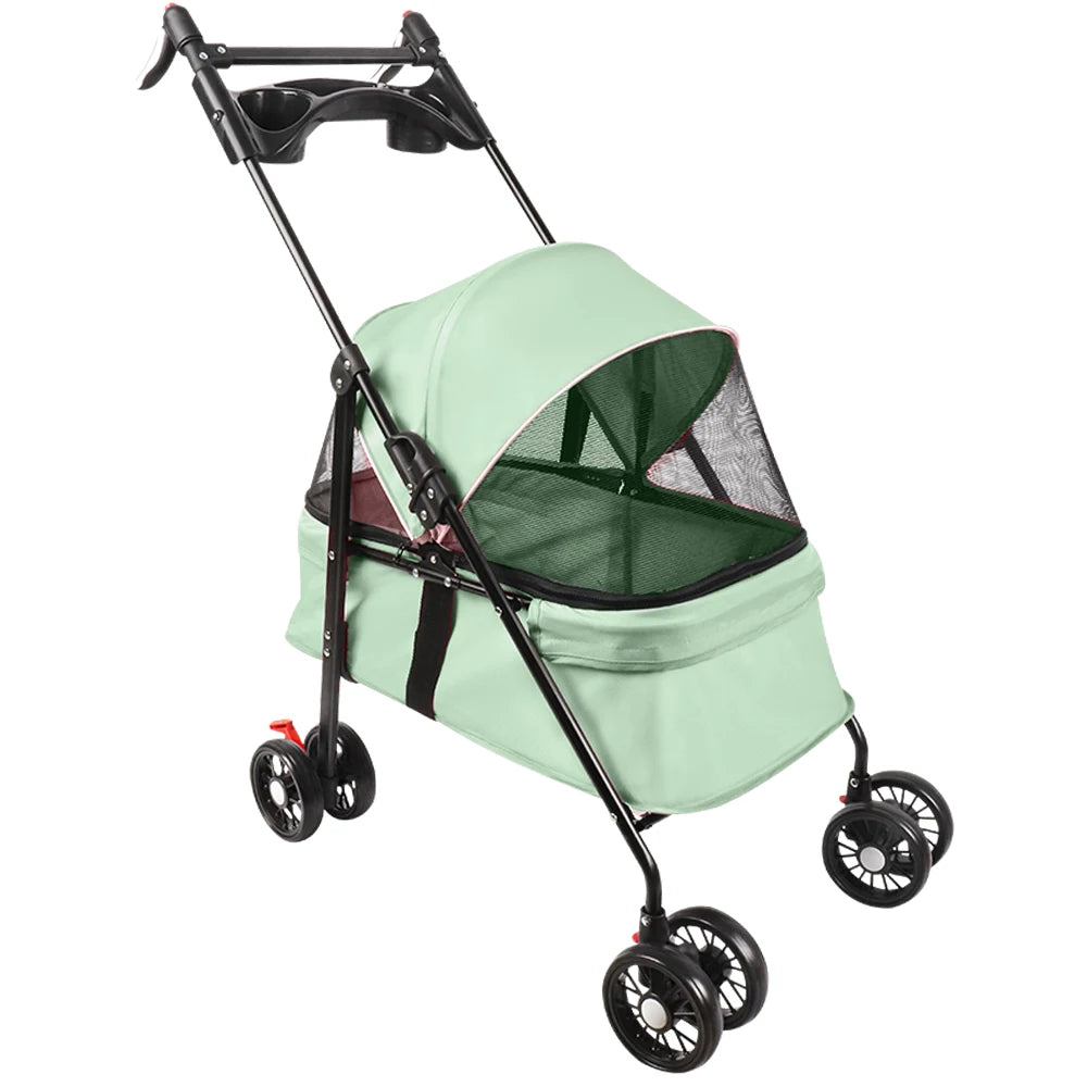 2-in-1 Folding Dog and Cat Stroller/Puppy Cart with Removable Bassinet, Pet Travel Stroller for Dogs Up to 10 kg, Steel, 50 x 70 x 95 cm