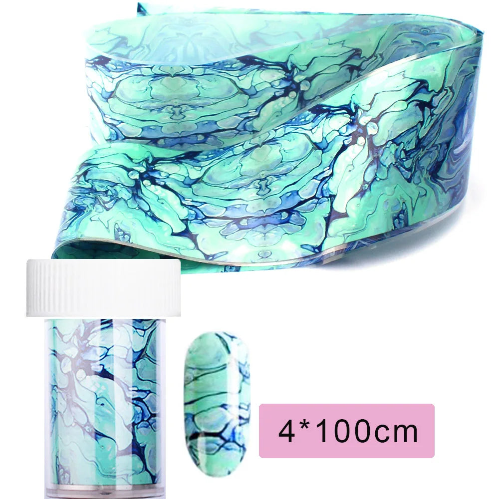 16Pc Holographic Nail Foil Set Starry Transfer 20*4cm Sticker Laser Flowers Leopard Mix Design Decal DIY Nail Art Decoration