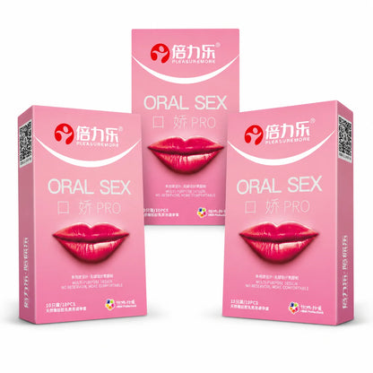 Oral PRO MultiPurpose Condoms No Reservoir Ultra Thin Front Internal Dotted Natural Latex 10pcs-50pcs Men ExtraSensation Beilile