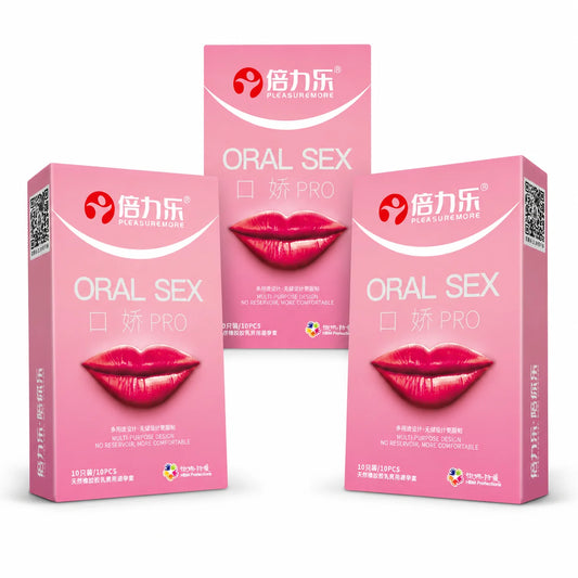 Oral PRO MultiPurpose Condoms No Reservoir Ultra Thin Front Internal Dotted Natural Latex 10pcs-50pcs Men ExtraSensation Beilile