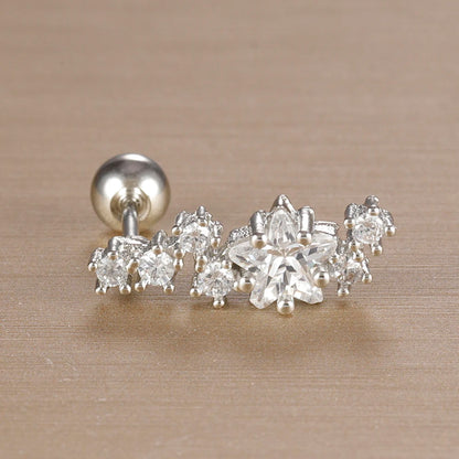 1PC 316L Stainless Steel Geometry Stud Earrings For Women Fashion Star Moon Lobe Daith Helix Cartilage Earring Piercing Jewelry