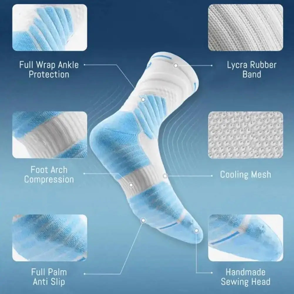 1Pair Professional basketball socks thickened towel bottom game training sports socks ankle protection non-slip socks