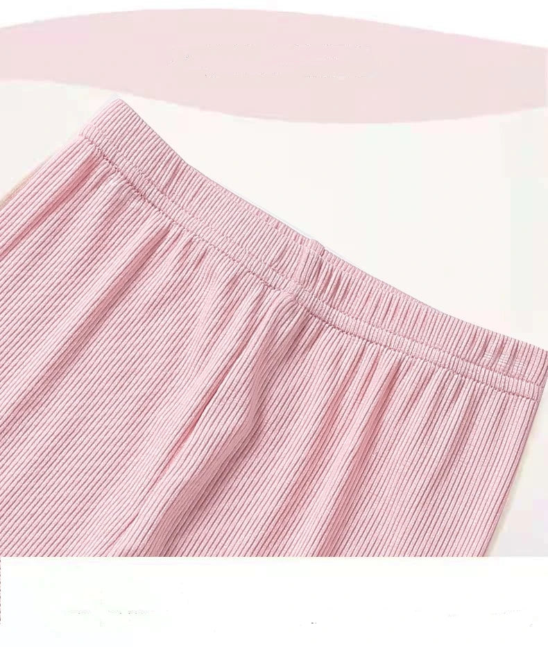 Summer 2026 kids Cropped Leggings Baby Girls Vintage Stripes Elastic Slim Lace cuffs Pants Leggings High Waist Girls Clothing