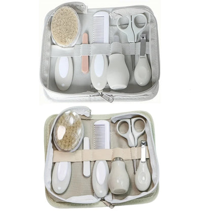 6/7-piece Baby Daily Care Set - Baby Nasal Irrigator, Small Scissors, Soft Hairbrush, Nail File, Small Toothbrush, Nail Clipper