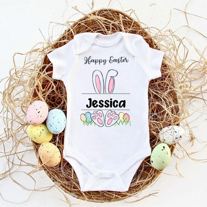 Custom Name Baby Easter Bodysuits Personalised Bunny Newborn Clothes Boys Girls Long Sleeve Jumpsuit Easter Party Infant Outfits