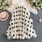 2026 Pleated Skirt Elastic Waist Polka Dot Fashion Printed Slim Pleated Skirt Women's Summer New Beach Vacation Mid-length Skirt