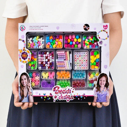 Girls DIY Bead Set Jewelry Making Kit for Kids Girl Pearl Beads for Bracelets Rings Necklaces Creativity Kits Art Craft Toy