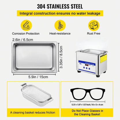 SucceBuy 800ml Ultrasonic Cleaner Portable Cleaning Washing Machine 35W Mini Lave-Dishes Ultrasound Bath Sonic Home Appliance