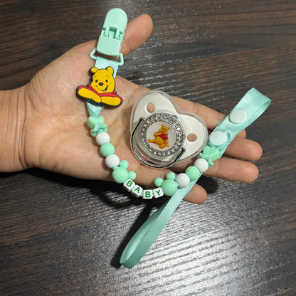 Luxurious zirconium baby nipple & nipple holder with cartoon print for chewing on baby's nipple Suitable for newborns Anti-drop