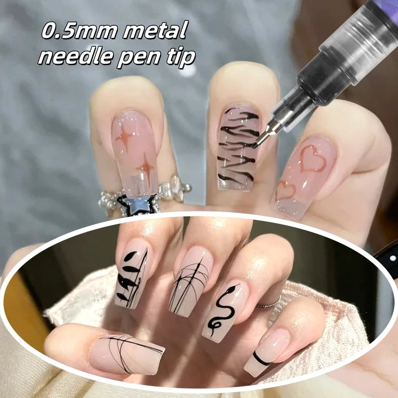 Nail Art Markers Customised Specialised Needle Tube Nail Art Pens Hand-Drawn Outline Pen Acrylic Paint Pen Set Acrylic Paintbrus
