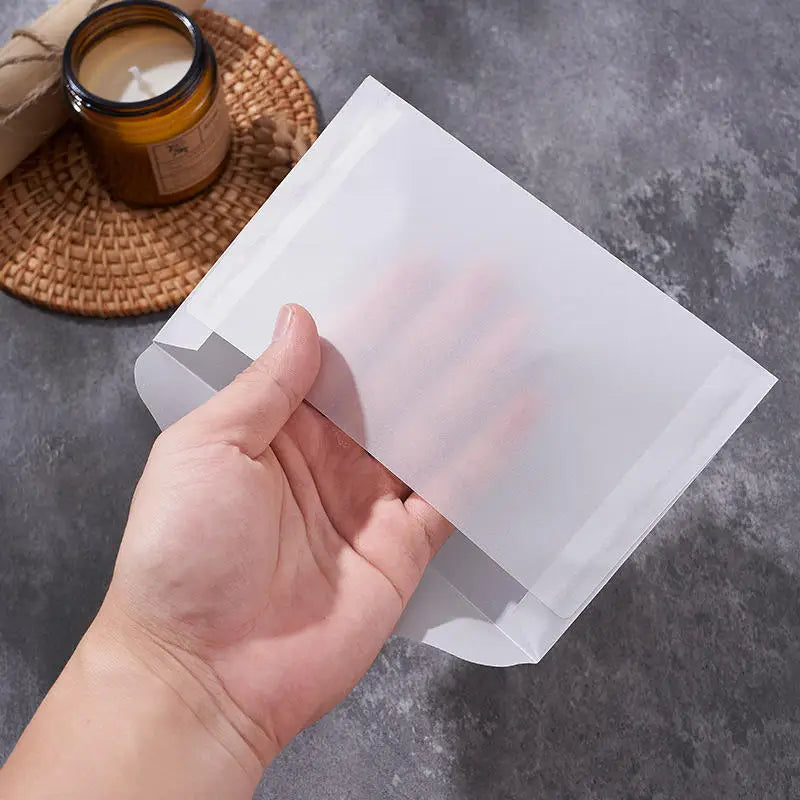 50Pcs/Pack Simple Semi-Transparent Vellum Paper Envelopes Matte Frosted for Postcards Greeting Cards Wedding Invitations