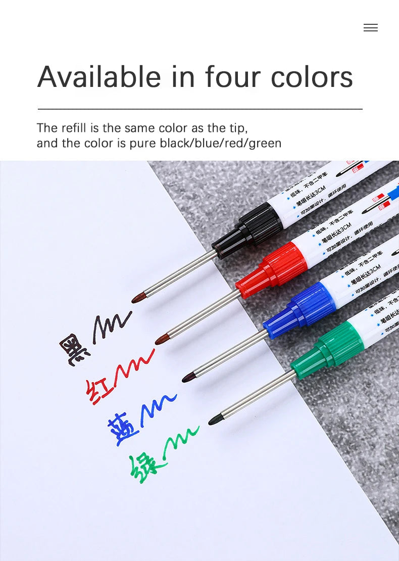 4Pcs/Set 30mm Deep Hole Long Nib Head Markers For Metal Perforating Pen Waterproof Bathroom Woodworking Decoration Multi-Purpose