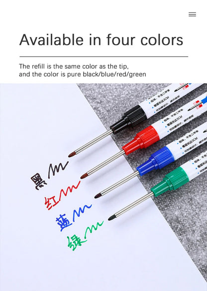 4Pcs/Set 30mm Deep Hole Long Nib Head Markers For Metal Perforating Pen Waterproof Bathroom Woodworking Decoration Multi-Purpose