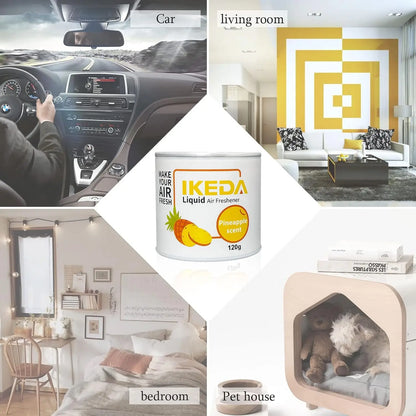 IKEDA 120g Pineapple Air Freshener Liquid, Long Lasting Car Fragrance, Home Office Deodorizer, Eliminates Cigarette Pet Kitchen