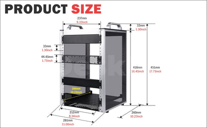 DeskPi RackMate T1-Plus Rackmount, 10-inch 8U Server Cabinet for Network, Servers, Audio and Video Equipment