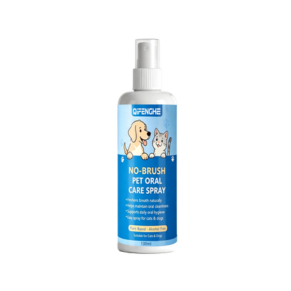 No-Brush Pet Oral Care Spray for Cats & Dogs - Natural Breath Freshener, Alcohol-Free Plant-Based Dental Cleaning Spray for Pet
