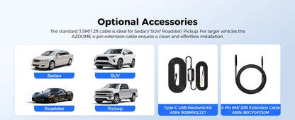 AZDOME Dash Cam M660 2.5K+3*1080P 4CH Car DVR GPS 5G Wifi Free 64GB Card Voice Control 24H Parking Monitor Super Night Visio
