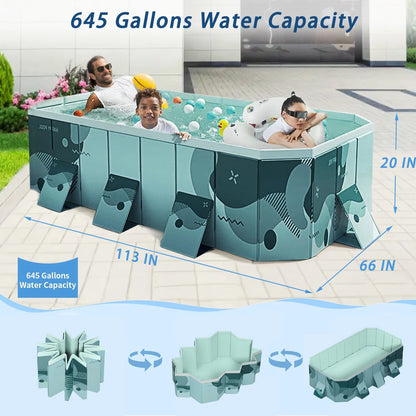 Foldable Pool For Family Non Inflatableframe Outdoor Swimming Pool Kiddie Pools Thickened Support Above Ground For 1~8 People Can Connected Water Pump