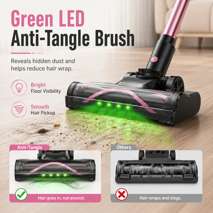 Cordless Vacuum Cleaner, 55KPa Powerful Suction, 45Mins Runtime, Self-Standing Stick Vacuum with 1.5L Dust Cup, 3 Suction Modes for Home Floor,Pet Hair and Carpet