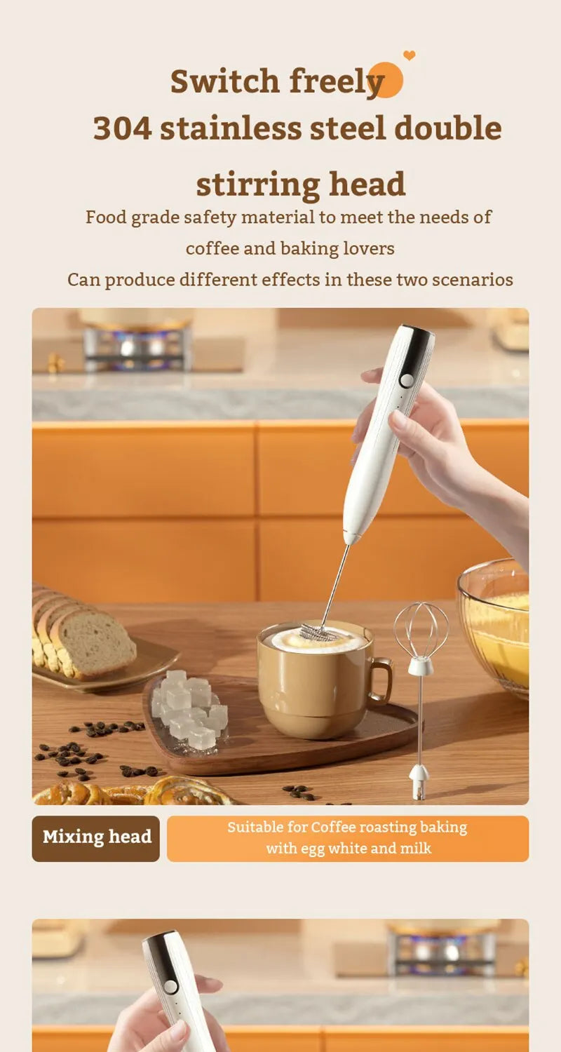 Mini Electric Milk Foamer Blender Wireless Coffee Whisk Mixer Handheld Egg Beater Cappuccino Frother Mixer Kitchen Whisk Tools