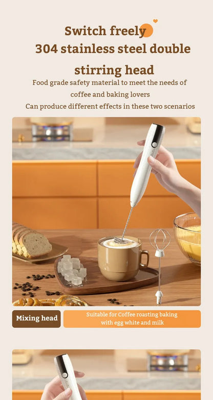 Mini Electric Milk Foamer Blender Wireless Coffee Whisk Mixer Handheld Egg Beater Cappuccino Frother Mixer Kitchen Whisk Tools