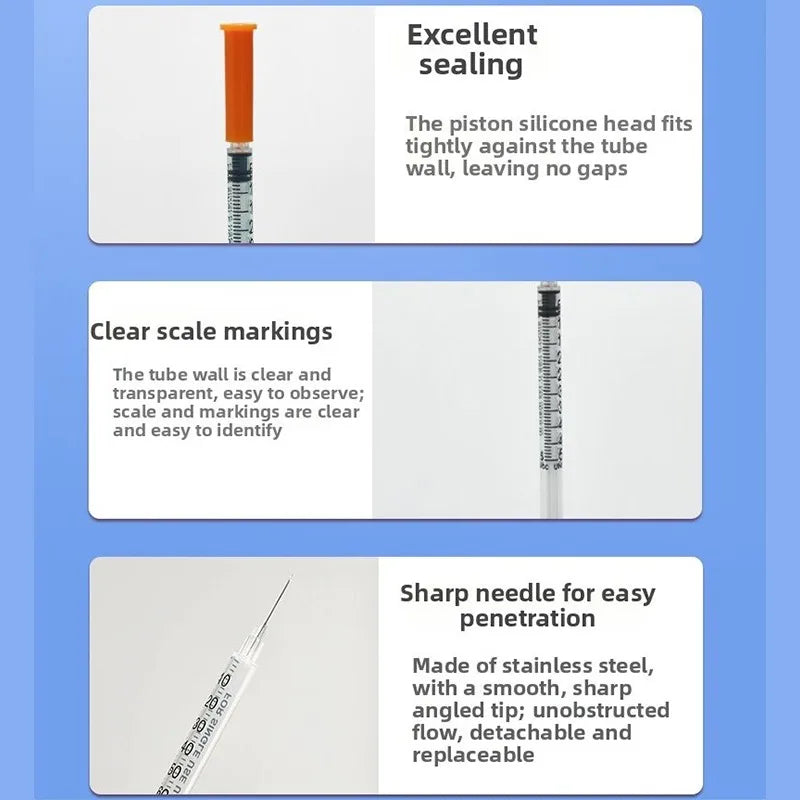 100pcs Plastic Veterinary Syringe With Needles 1ml 0.5ml 30G 31G Animal Sterile Disposable Syringe Pet Medical And Supplements