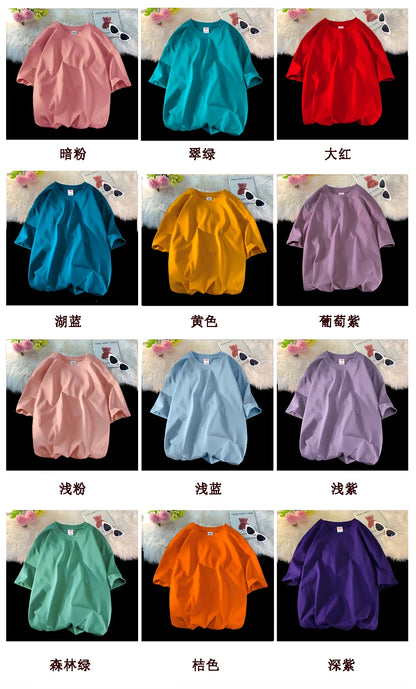 Oversized Summer Short Sleeve Men's T Shirt New Fashion Solid Loose O-Neck T Shirts Mens Cotton Hip Hop Streetwear Top Tees 5XL