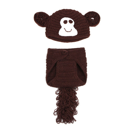 3PCS/set Animal Baby Crochet Newborn Photography Props Handmade Knit Mickey Costume Outfit Baby Chrismas Halloween Gift