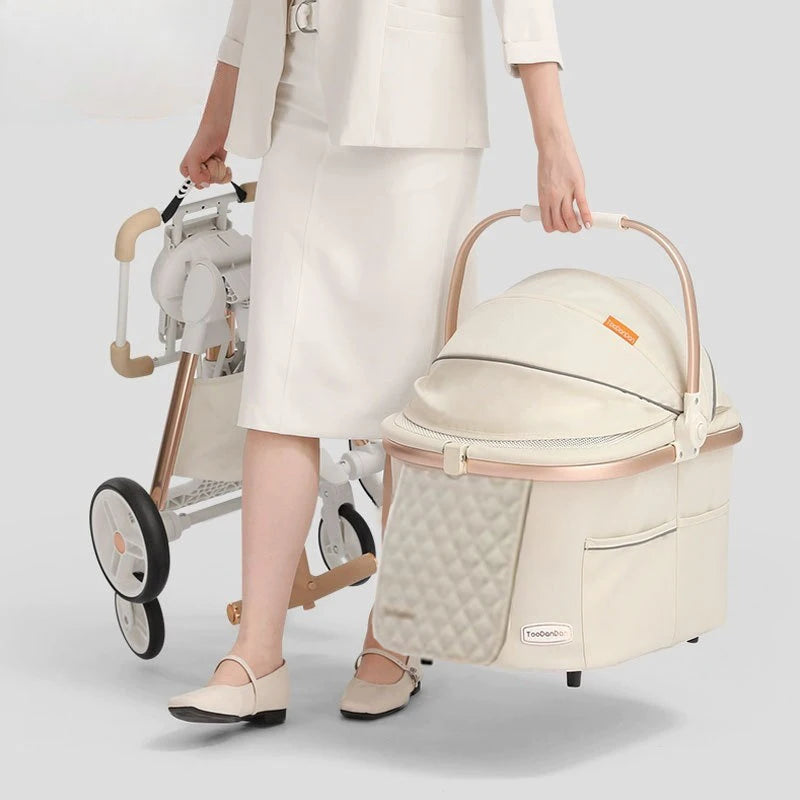 Foldable Pet Cart Strollers Basket Change Direction Medium Dogs Strollers Detachable Cat Dog Trolley Carrier Wheels Outdoor
