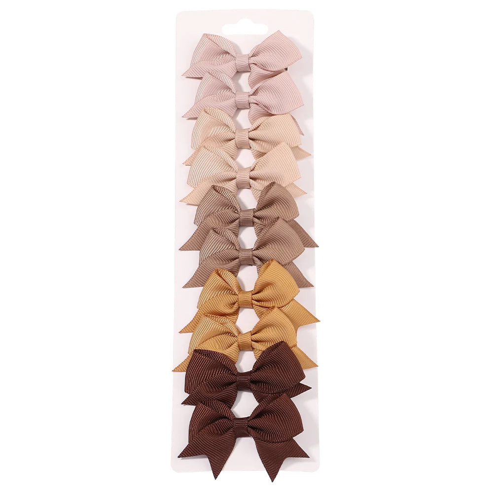 10Pcs/Set New Cute Solid Ribbon Bowknot Hair Clips for Baby Girls Handmade Bows Hairpin Barrettes Headwear Baby Hair Accessories