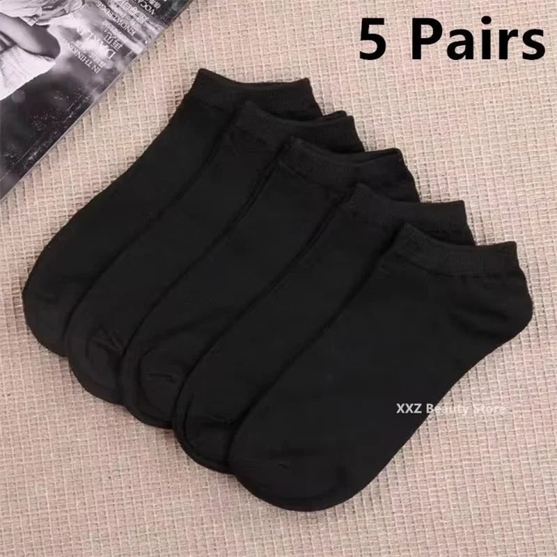 5/10/20 Pairs White Casual Breathable Socks Boat Socks For Women Men Invisible Low Cut Silicone Non-slip No-show Ankle Socks