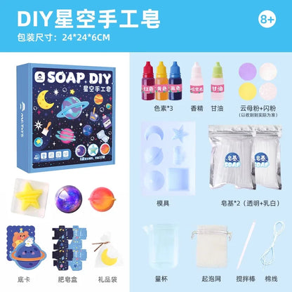 Kids DIY Soap Making Kit Gem Crystal Shapes Handcraft Art Set Creative Molding Craft Toy Birthday Gift for Girls Boys Hobby Play