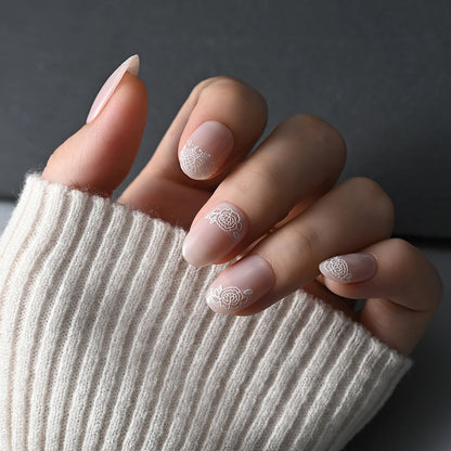 2pcs Y2K White Lace 5D Nail Art Stickers White Embossed Flowers Petals Elegant French Decals Wedding Nails Manicure Decorations*