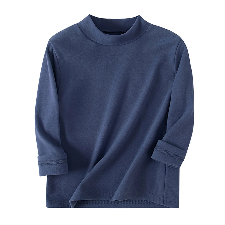1/3/4 Pcs Children's Mid-collar Bottoming Shirt in Autumn And Winter Solid Color Joker Girls' Long sleeve T-shirt Boys' Casual S