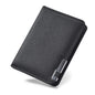 Black Faux Leather Small Slim Business-Style Wallet - Multiple Card Slots, Credit Card and Driver's License Holder, Geometric In