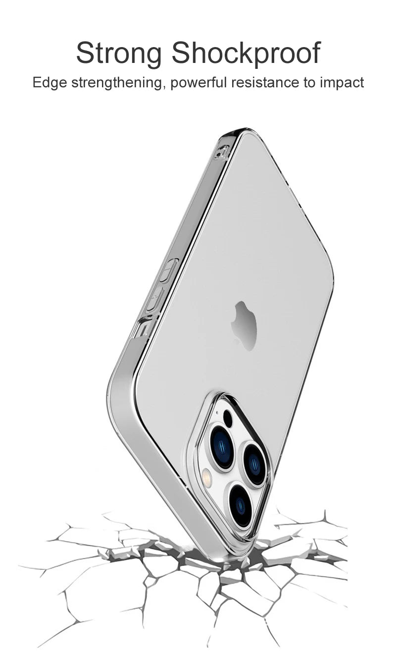 Ultra Thin Clear Silicone Case For iPhone 16 15 14 13 12 11 Pro Xs Max Mini XR X 7 8 6s Plus 6 SE 2020 2022 2016 5 5S Back Cover